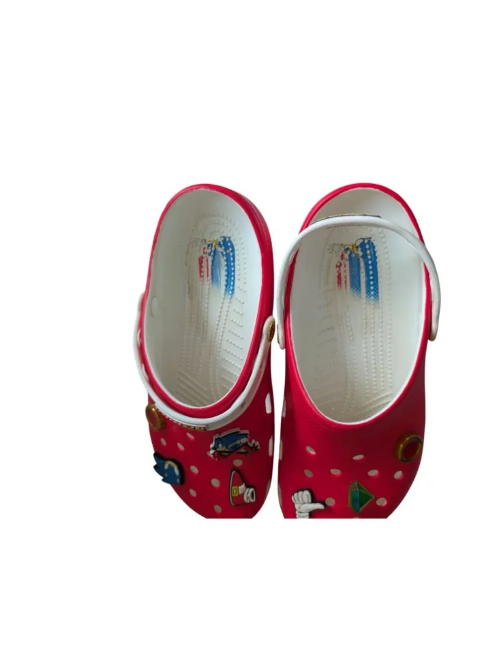 Crocs Sonic The Hedgehog Sega Red Classic Clogs Mens 10 Womens 12 w/ Jibbitz